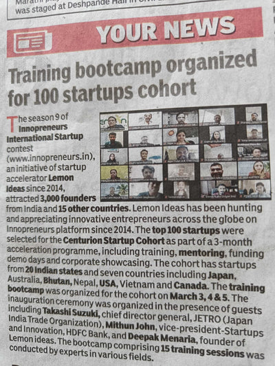FEATURED IN THE STARTUP BOOT CAMP IN INDIA