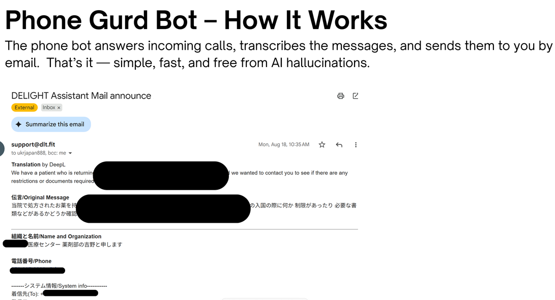 TEST　AI Phone Receptionist – Reception Junior